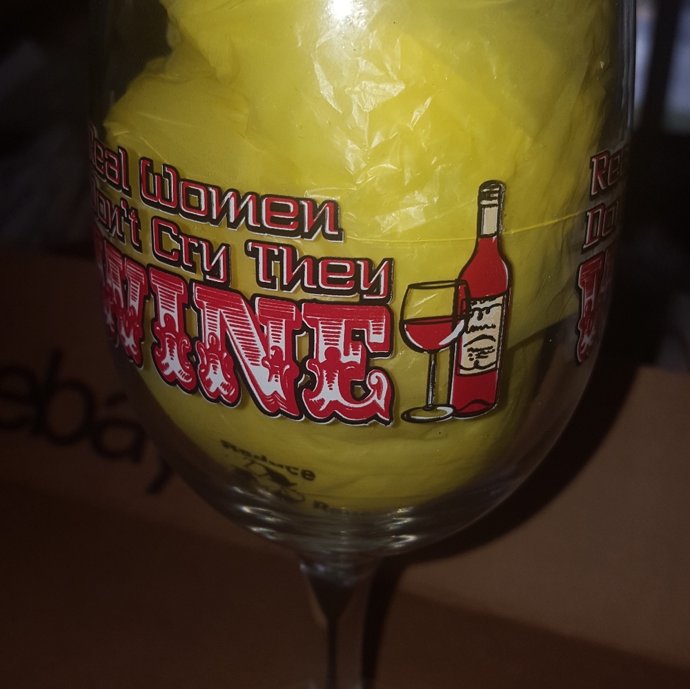 4pc New Wine Glass Real Women Don't Cry They WINE - Picture 4 of 16